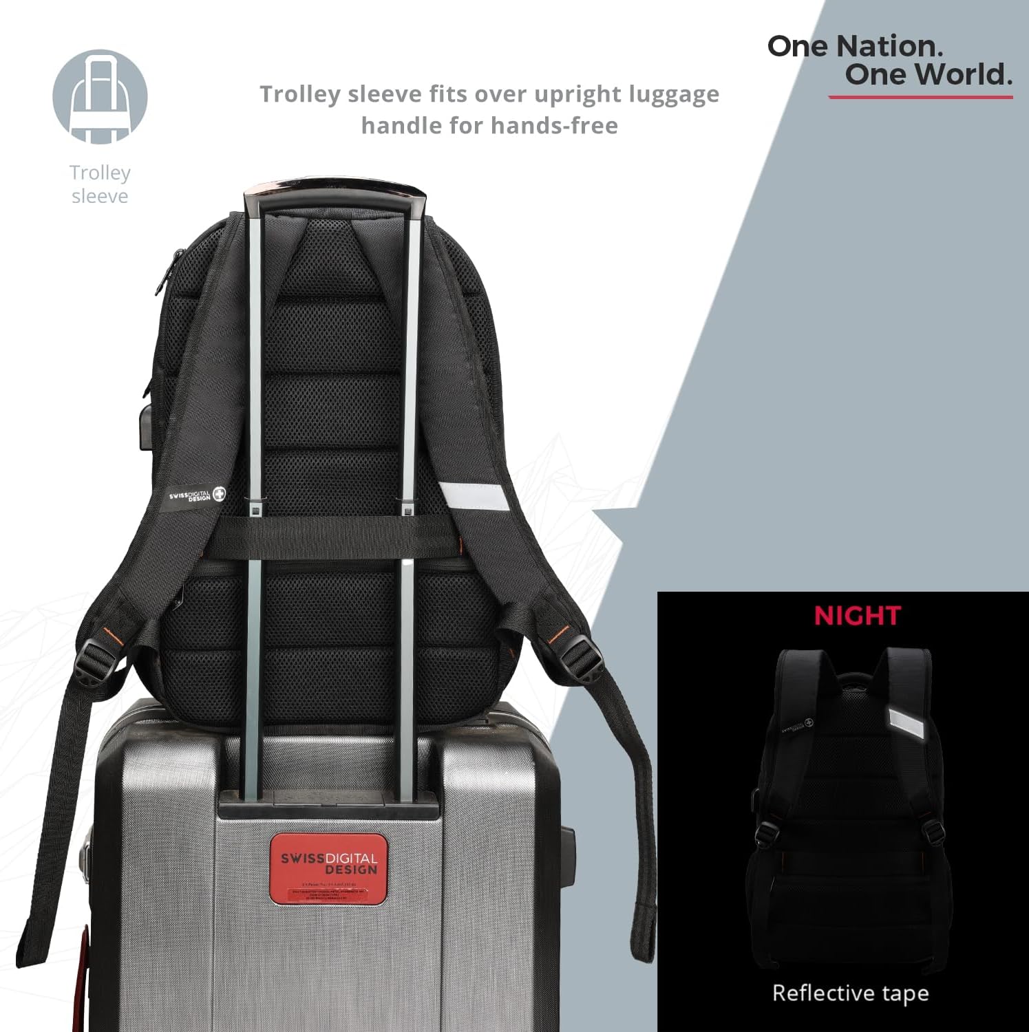 Swissdigital Design Travel Laptop Backpack, College Laptops Backpack with USB Charging Port for Men and Women Fits 16 Inch Notebook, Black | ANDWIL - Image 7