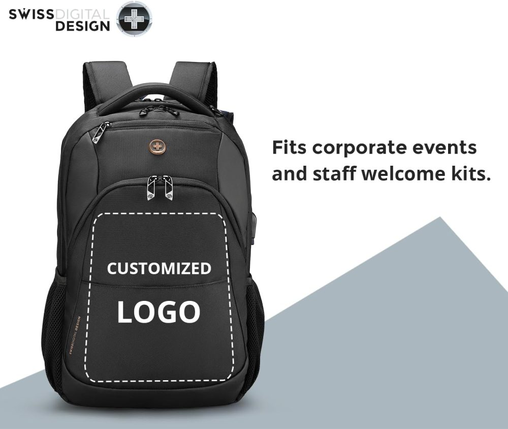 Swissdigital Design Travel Laptop Backpack, College Laptops Backpack with USB Charging Port for Men and Women Fits 16 Inch Notebook, Black | ANDWIL - Image 9