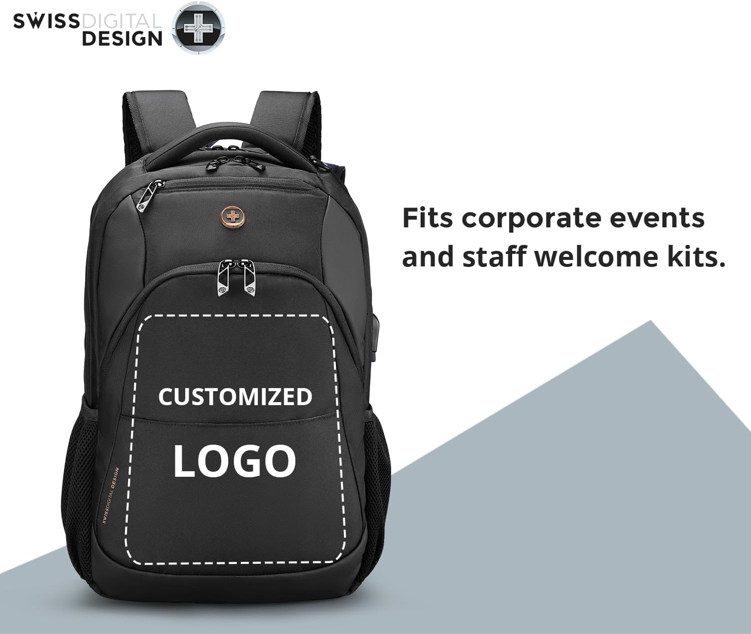 Swissdigital Design Travel Laptop Backpack, College Laptops Backpack with USB Charging Port for Men and Women Fits 16 Inch Notebook, Black | ANDWIL - Image 9